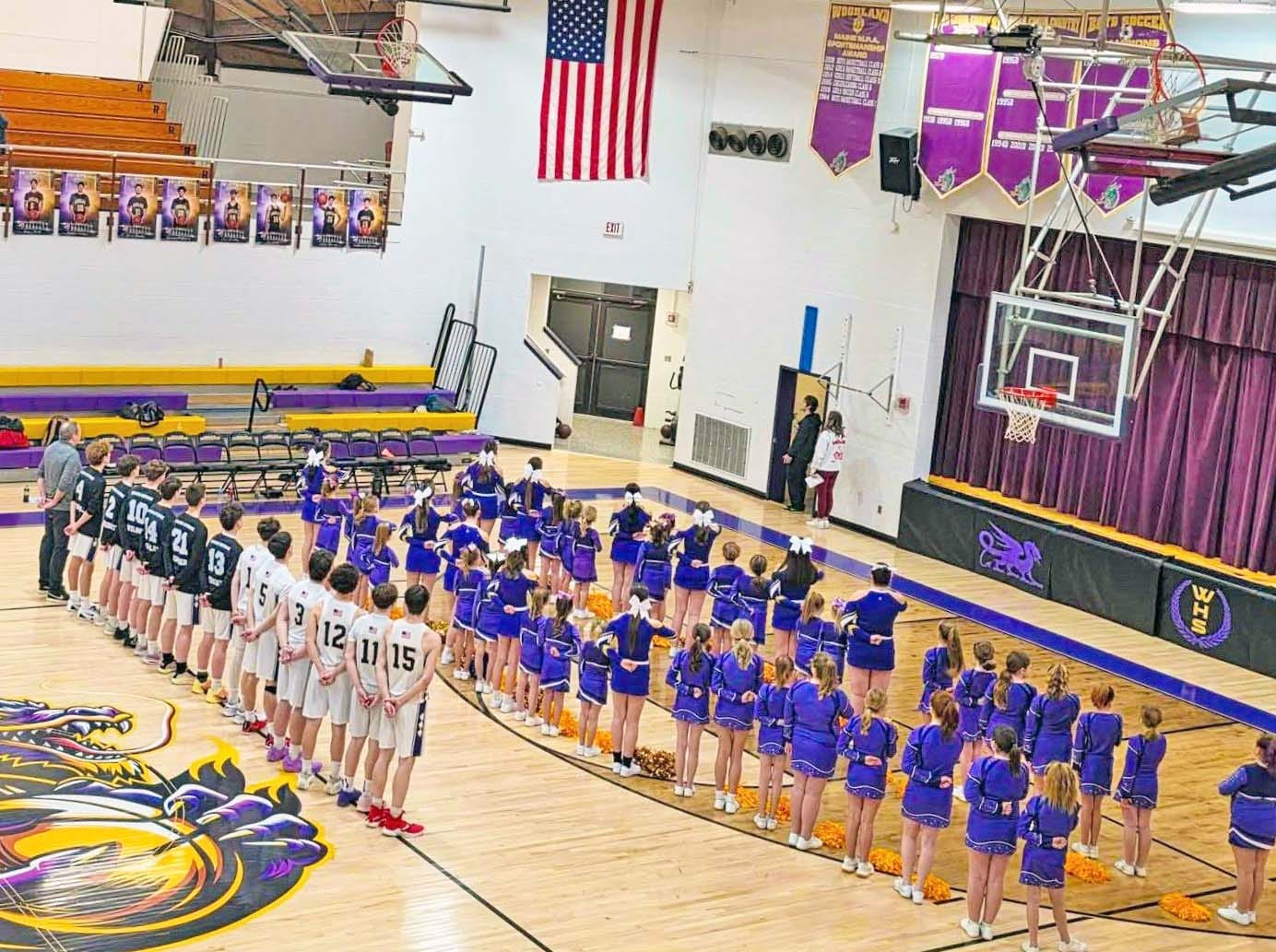 Woodland Teams Stand Together for National Anthem